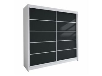 Mirjan24 Armario Closico Cavaris Iv, Blanco + Negro, 215x180x58cm, Puertas De Armario: Correderas, N&uacute;mero De Estantes: 5