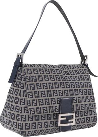 Fendi Fendi Mamma Baguette Monogram Canvas Navy Canvas Handbag (Pre-Owned)