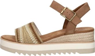 Toms Diana Wedge Sandal - Dames - Sleehakken - Bruin - 38 1/2 EU - Leer - Schoenen