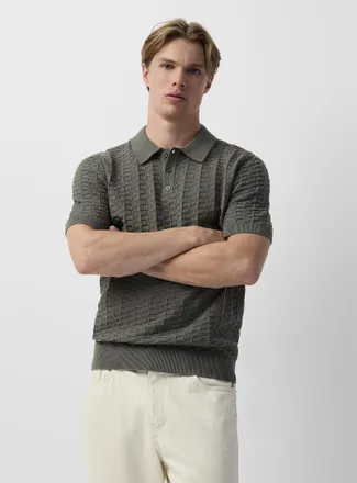 Le 31 Mens Embossed jacquard Polo Shirt