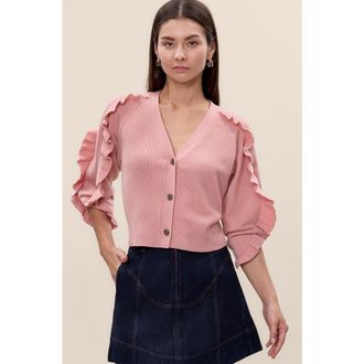 Rebecca Taylor Kaia Knit Cardigan in Tearose at Nordstrom, Size X-Small