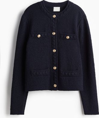 H&M Cardigan in Strukturstrick - Blue