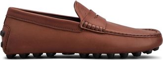Tod's logo-embossed leather penny loafers - men - Calf Leather/Rubber/Calf Leather/Calf Leather - 9.5 - Brown