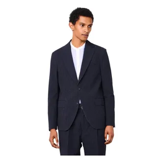 Officine G&eacute;n&eacute;rale Arthus Stripe Seersucker Blazer - male - Officine G&eacute;n&eacute;rale - Blazers - Blue - M - Jackets