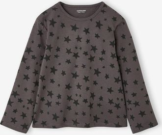 Vertbaudet M&auml;dchen Langarmshirt mit Allover-Herzprint grau