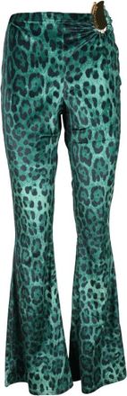 Alberto Audenino Wijde broek - Dames - Wijde Broeken - Groen - S - Polyester - Broeken