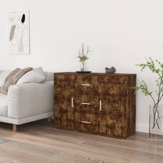 vidaXL Vidaxl - Aparador Madera Contrachapada Roble Ahumado 91x29,5x65 Cm