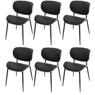 Hhg Hhg - Non Utilizzato] Set Di 6 Sedie Da Pranzo 233, Sedia, Legno Curvo Ecopelle 280g/m&sup2; Oeko-tex Mvg, Naturale, Nero