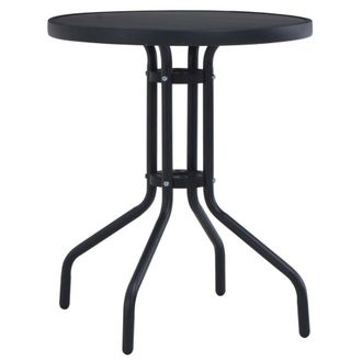 Berkfield Home Garden Table Black 80 cm Steel & Glass