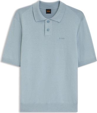 BOSS Cotton-blend polo sweater with embroidered logo