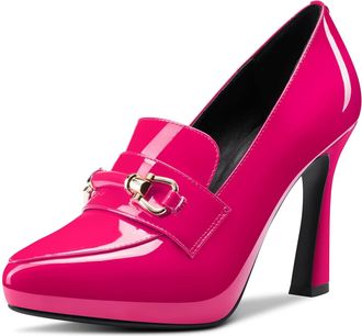Castamere Women High Heel Platform Pointed Toe Pumps Court Shoe Classic Slip-on Party Office Wedding 10 CM Heels Pink 7 UK