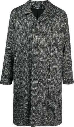 Tagliatore Loyd chevron-knit peacoat - men - Cupro/Polyester/Acrylic/Wool/Polyamide - 48 - Black