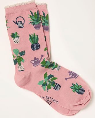 Fat Face FatFace Pink Houseplant Socks