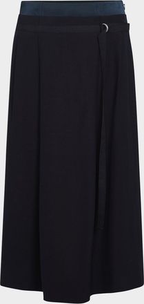 Vince Double-Waist D-Ring Midi Skirt