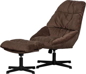 De Eekhoorn Drehbarer Design Sessel Yaro mit Fusshocker, Espresso