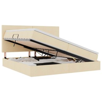 vidaXL Cama Con Almacenamiento Y Colch&oacute;n Crema 200 X 200 Cm Poli&eacute;ster Vidaxl