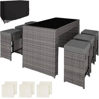 TecTake Garden Table & Chairs Ibiza in Grey | Size: 6 Person