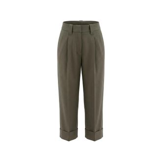 Brunello Cucinelli Green Tailored Pleated Pant