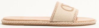 Valentino Garavani VLogo Torchon Slide Sandal In Linen Canvas Wo