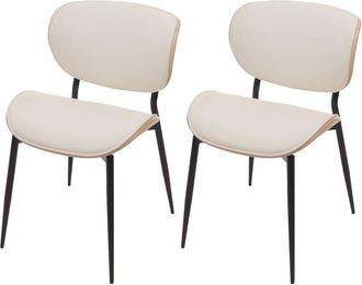 Hhg Hhg - Nunca Usado] Juego De 2 Sillas De Comedor 233, Silla, Madera Curvada Imitaci&oacute;n Cuero 280g/m&sup2; Oeko-tex Mvg, Natural, Blanco