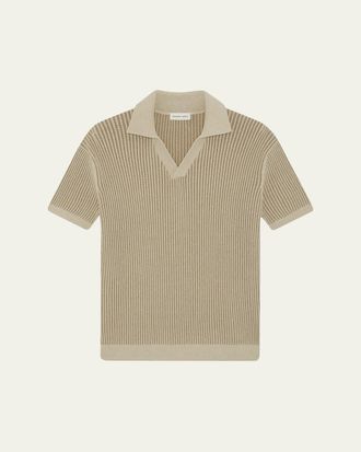 Frescobol Carioca Rino CottonCashmere Rib-Knit Polo Sweater