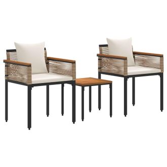 vidaXL Juego De Muebles De Exterior Beige Y Crema Rat&aacute;n Sint&eacute;tico Vidaxl