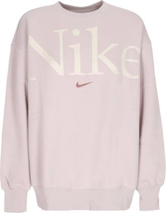 Nike Phoenix Fleece Crewneck Sweatshirt Oversized Logo - Dames - Sportshirts - Paars - L - Katoen - Fitness
