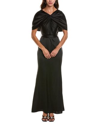 Badgley Mischka Cape Sash Gown