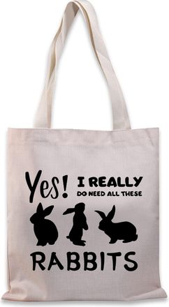 Generic Bunny Lover Gifts For Women Rabbit Fans Tote Bag Bunny Girl Birthday Gift Bunny Themed Canvas Tote Bag (Need all rabbits TG), M