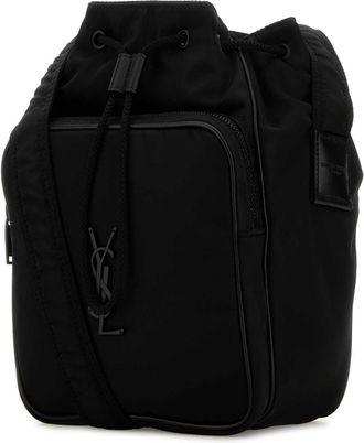 Saint Laurent Mens Landi Bucket Bag Black Exteiror Nylon