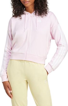 adidas 3-Stripes French Terry Full Zip Hoodie in Clear Pink/White at Nordstrom Rack, Size X-Small