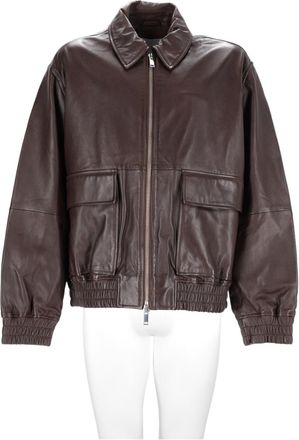 STUDIO NICHOLSON Brown Lambskin Leather Classic Collar Jacket