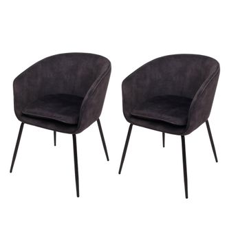 Hhg Hhg - Lote De 2 Sillas De Comedor 074, Silla De Cocina Silla Tapizada, Tela/textil (340g/m&sup2;) Metal, Gris Oscuro