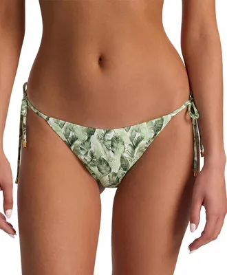 PQ Swim Floral Palm Tie Side Bikini Bottom In Green