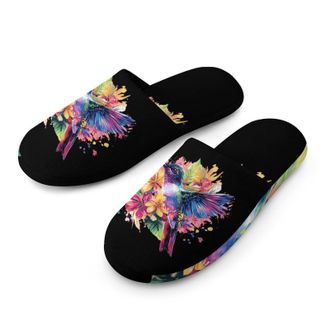 Generic Colorful Hummingbird Mens House Slippers Slip Indoor Slipper On Shoes Warm Outdoor