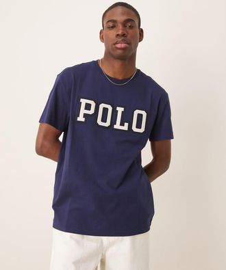 Polo Ralph Lauren T-shirt classica oversize blu navy con logo applicato