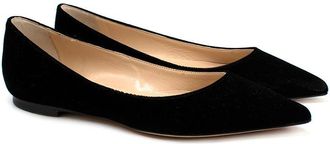 Jimmy Choo London Romy Flat Black Velvet Pointy Toe Flats Size 35