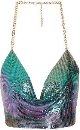 8 by YOOX METAL HALTER CHAIN CROP TOP