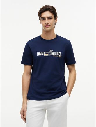 Tommy Hilfiger Mens Cabana Flag Logo T-Shirt - Navy - XXL