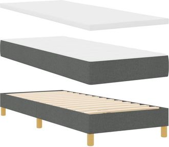 vidaXL Box Spring Bed with Mattress Dark grey 80 x 200 cm Fabric Vidaxl