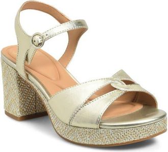 S&ouml;fft Lucille Ankle Strap Platform Sandal in Platino at Nordstrom, Size 6.5
