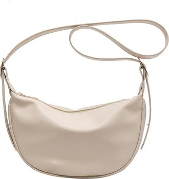 Generic Vegan Leather Crossbody Bags for Women Crescent Bag Fashion Large Purse and Handbags with Zipper Dumpling Bag (White)