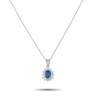 Luxury Bazaar Platinum 0.44ct Diamond and Sapphire Pendant Necklace MF16-011426