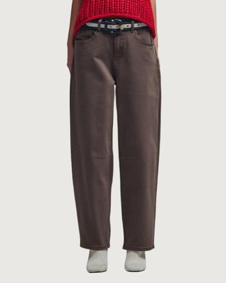 Q2 Naomi Barrel Jean In Espresso Brown