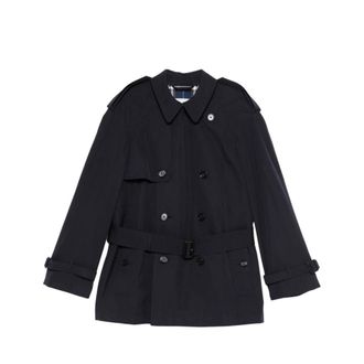 Burberry Trench Coats, male, Blue, Size: L Cappotto doppiopetto