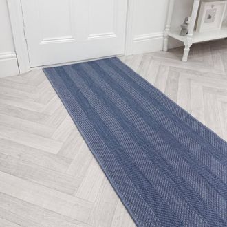 Runrug Carpet Runner Rug - Indoor/Outdoor, Reversible, 2mm - Stripes in Blue | Size: 60 cm x 360 cm