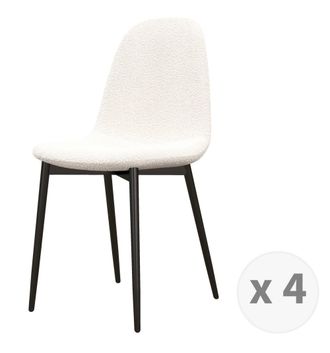 Moloo Silla de tejido rizado crema con patas de metal (x4)