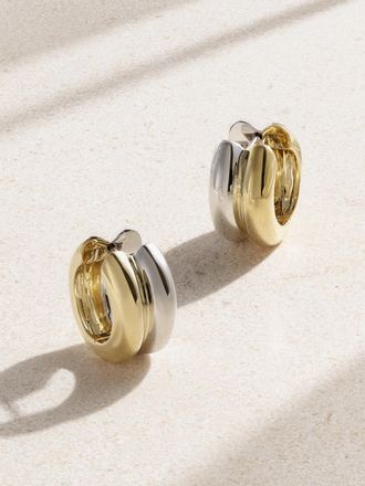 Yvonne Léon Orecchini In Oro Bianco E Giallo 9 Carati Paire De Créoles Bouées