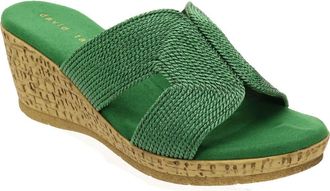 David Tate Vibe Wedge Slide Sandal in Green at Nordstrom, Size 6