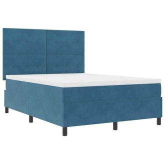 vidaXL Cama Tipo Box Spring Azul Oscuro 140 X 200 Cm Terciopelo Vidaxl